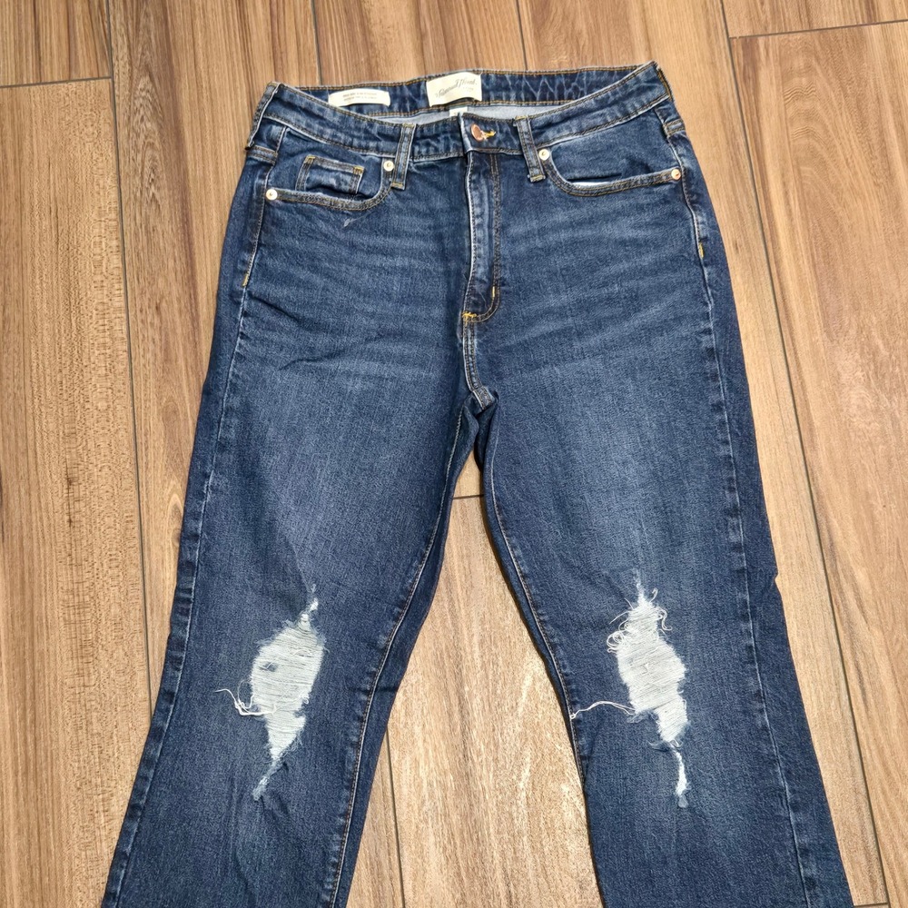 Universal Thread Womens High Rise Slim Straight Distressed Jeans Blue 8/29R - Picture 2 of 10
